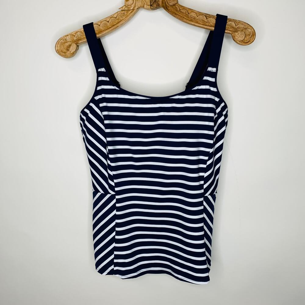 NWOT Lands' End Navy Blue White Striped Tankini Sz 6